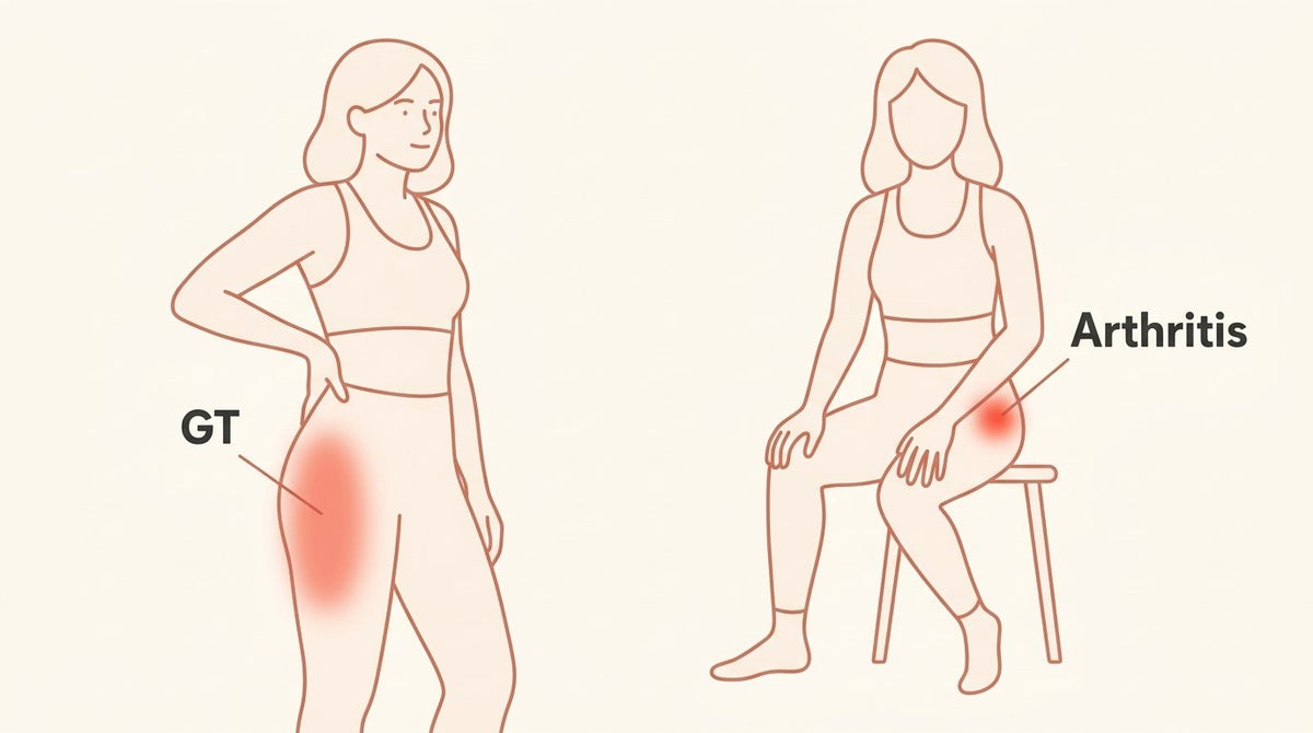 The bone versus the muscles around the hip