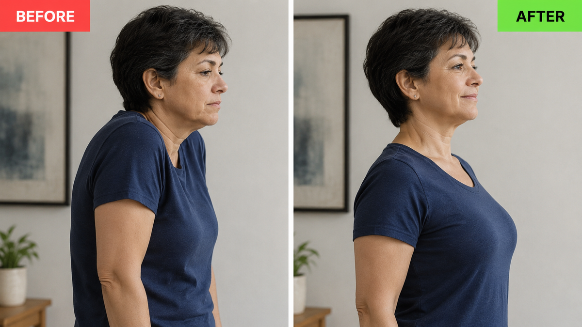 Before/after range (arm low → arm high), or warm glow over the joint.